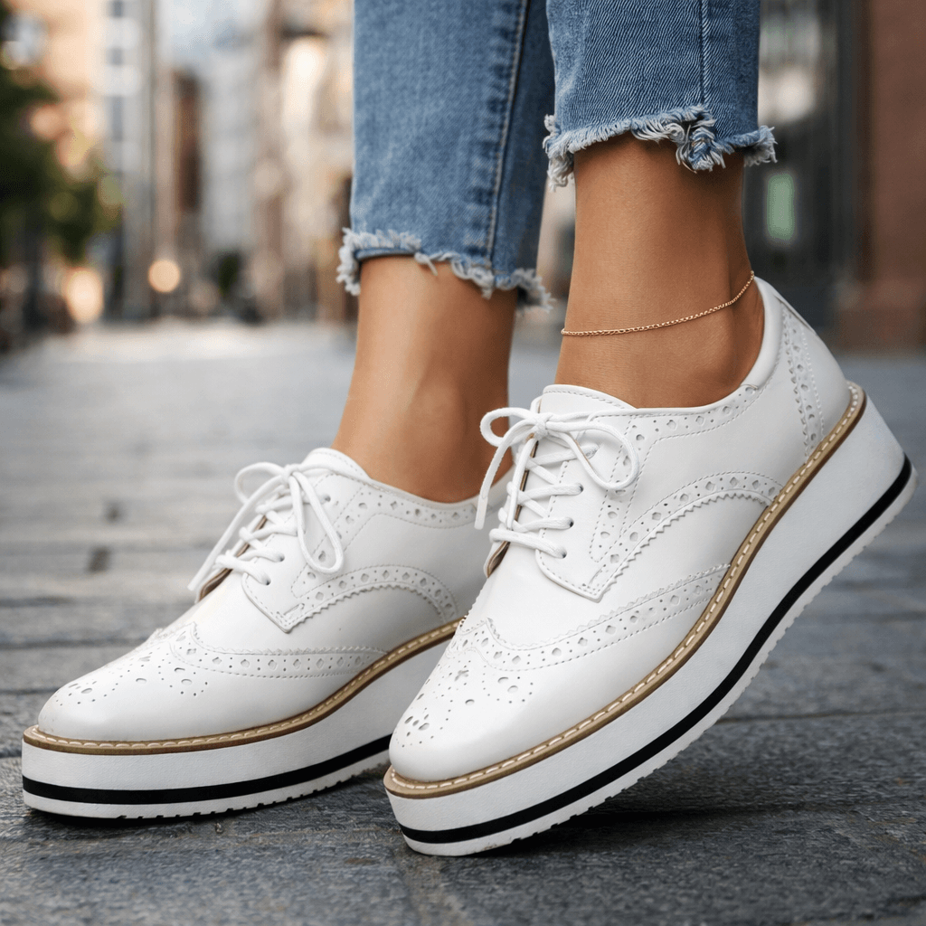 Elvyn Leather Brogue Platform Shoes