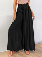 Women's drawstring wide leg pants, third colour side view