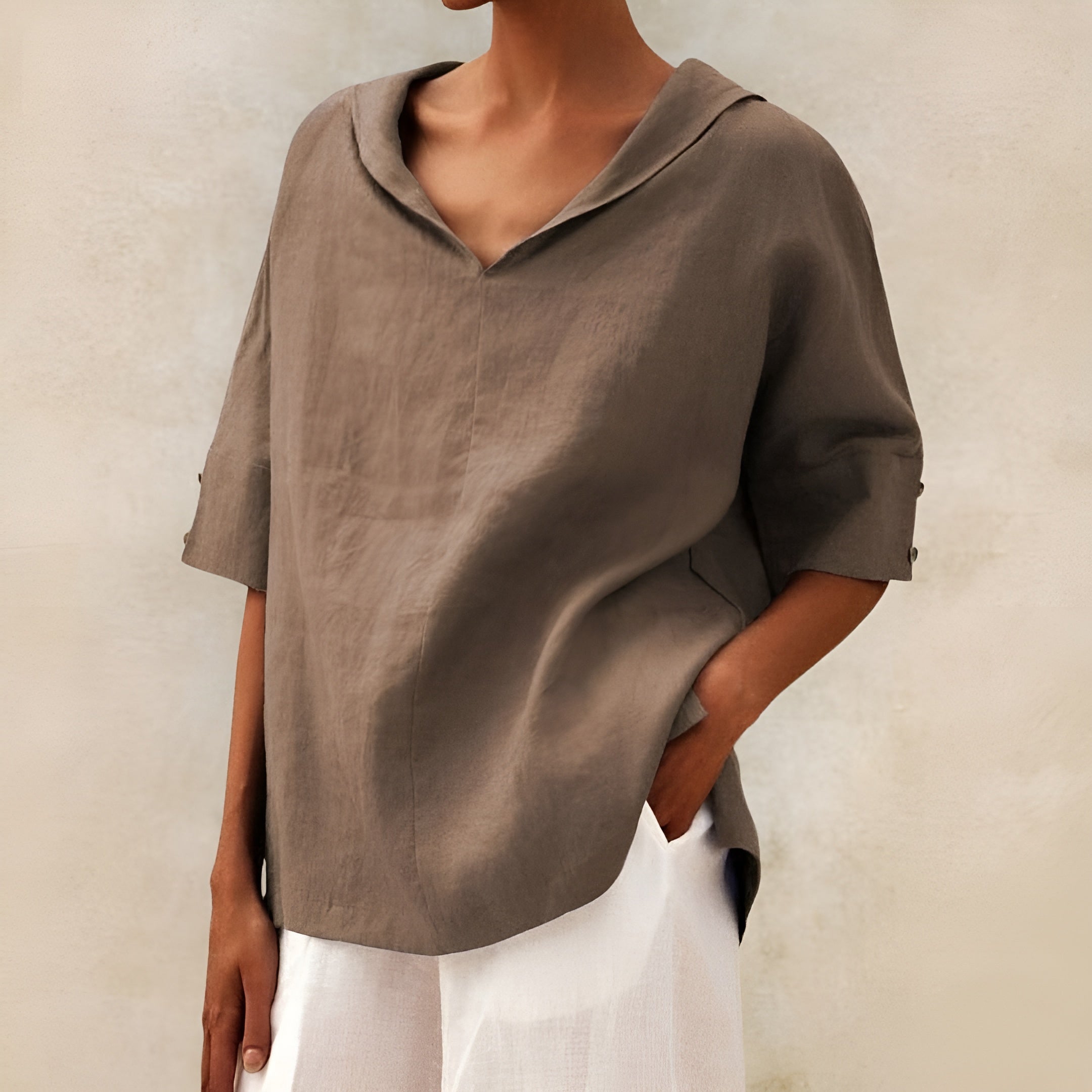 Relaxed drape casual blouse, side view