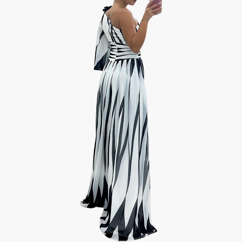 One-shoulder maxi dress side split detail