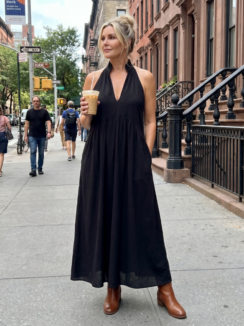Relaxed Fit Casual Summer Midi Dress in Burgundy, front view