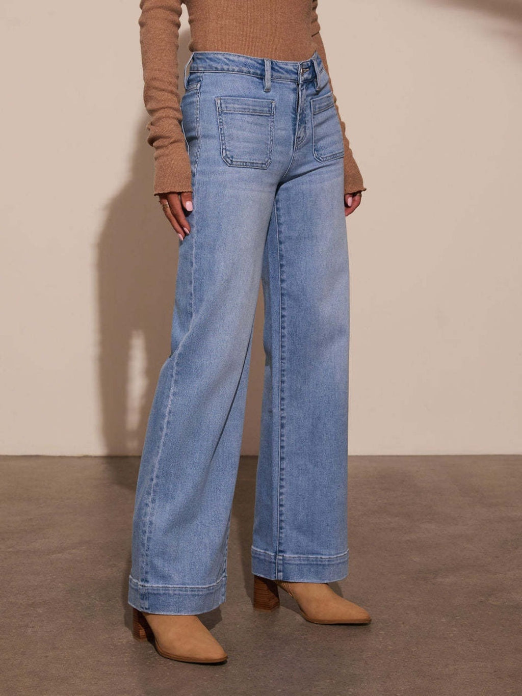 High-Waist Wide-Leg Stretch Jeans