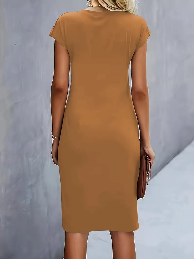 Women's classic bodycon dress flattering silhouette view