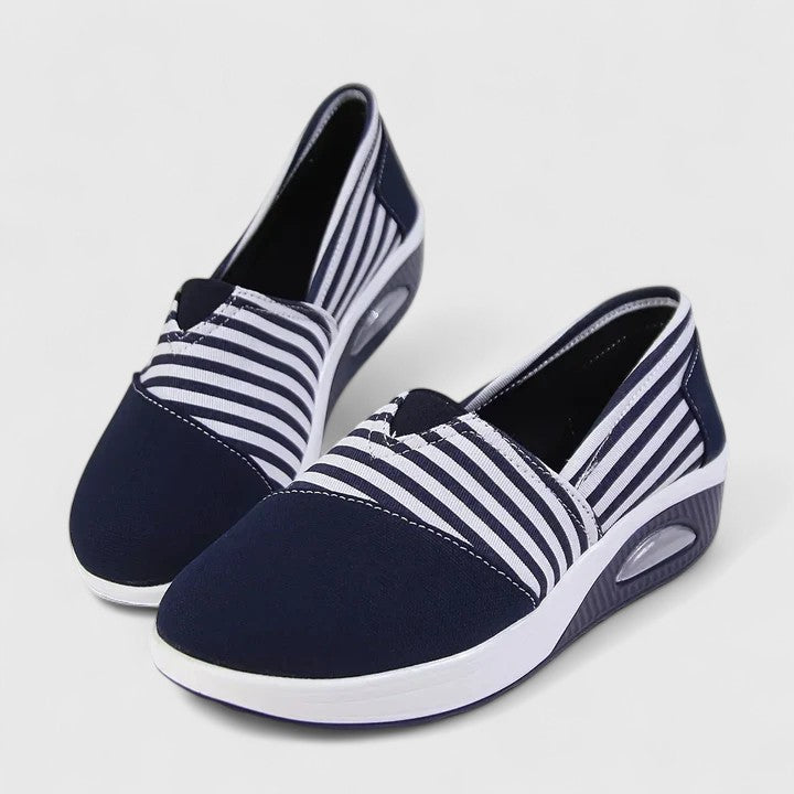 Women's Striped Slip-On Trainers — worn on model