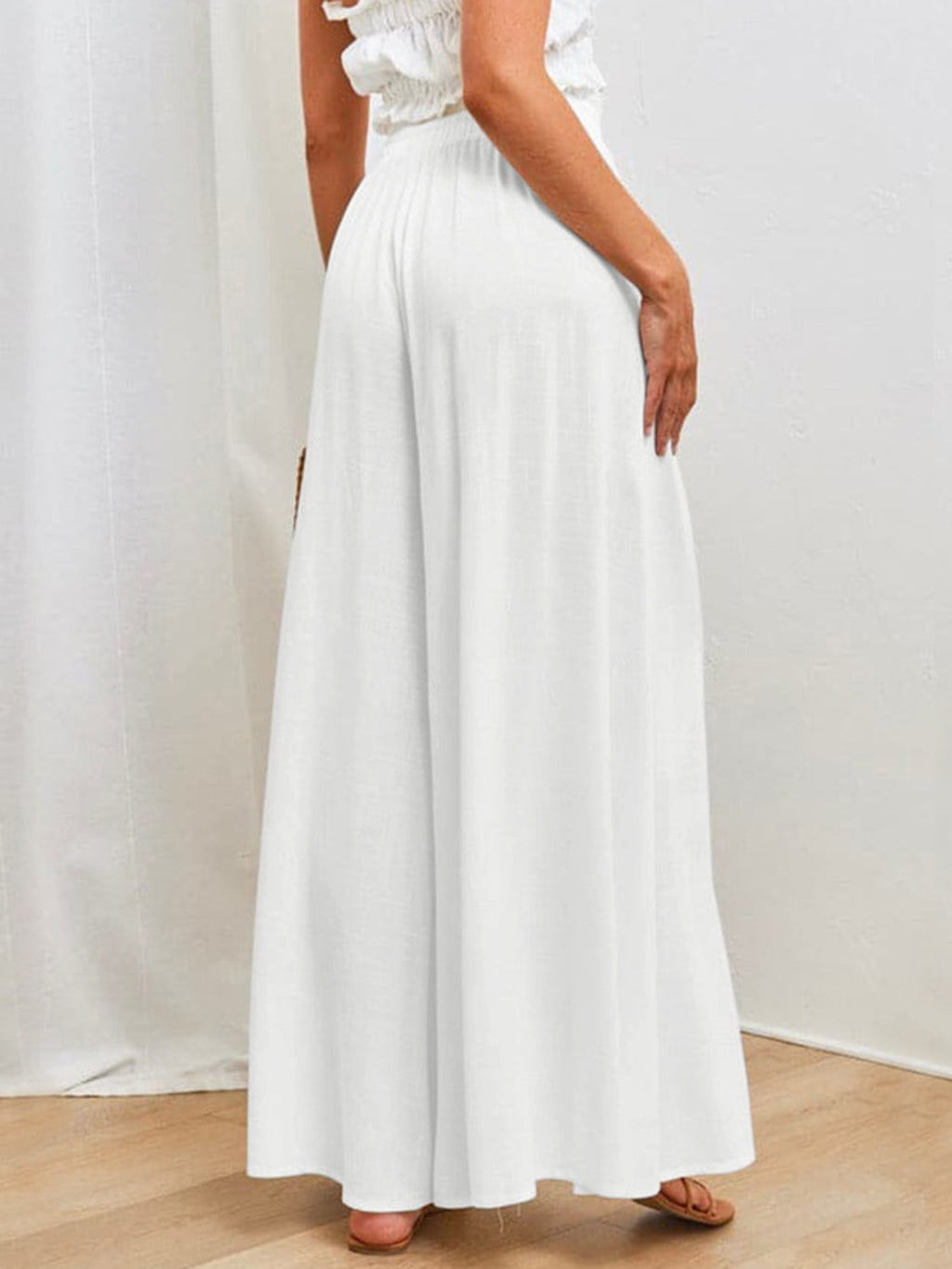 Women's drawstring wide leg pants, fourth colour side view