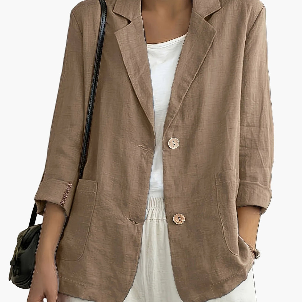 Classic Linen Blazer with Patch Pockets