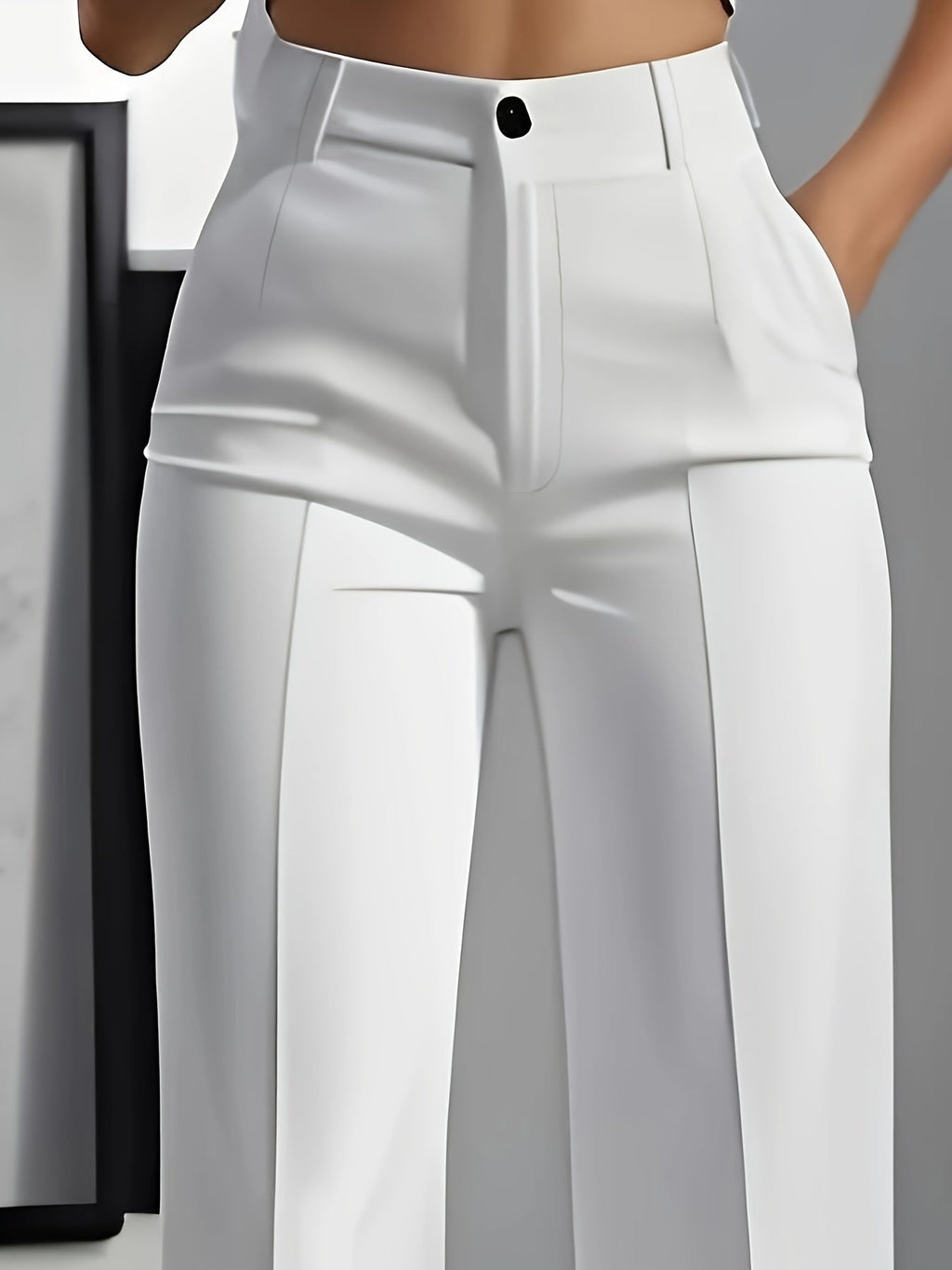 White tailored high-rise wide-leg Trousers
