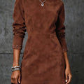 Bronze studded high-neck mini dress
