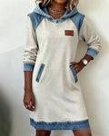 Hooded Panelled Colour Block Dress | Alba Muse
