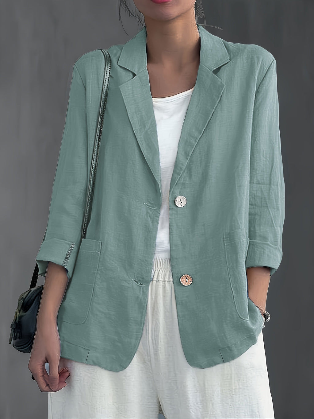 Classic Linen Blazer with Patch Pockets
