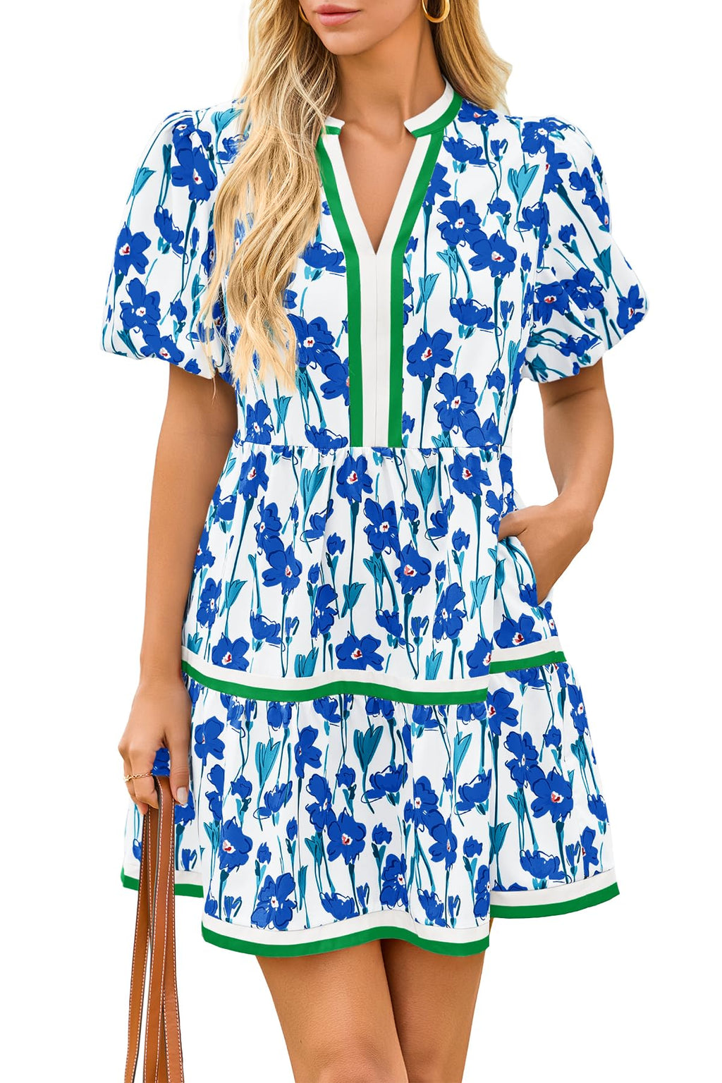 Women's patchwork mini dress colourful print detail