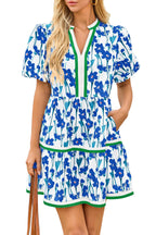 Women's patchwork mini dress colourful print detail