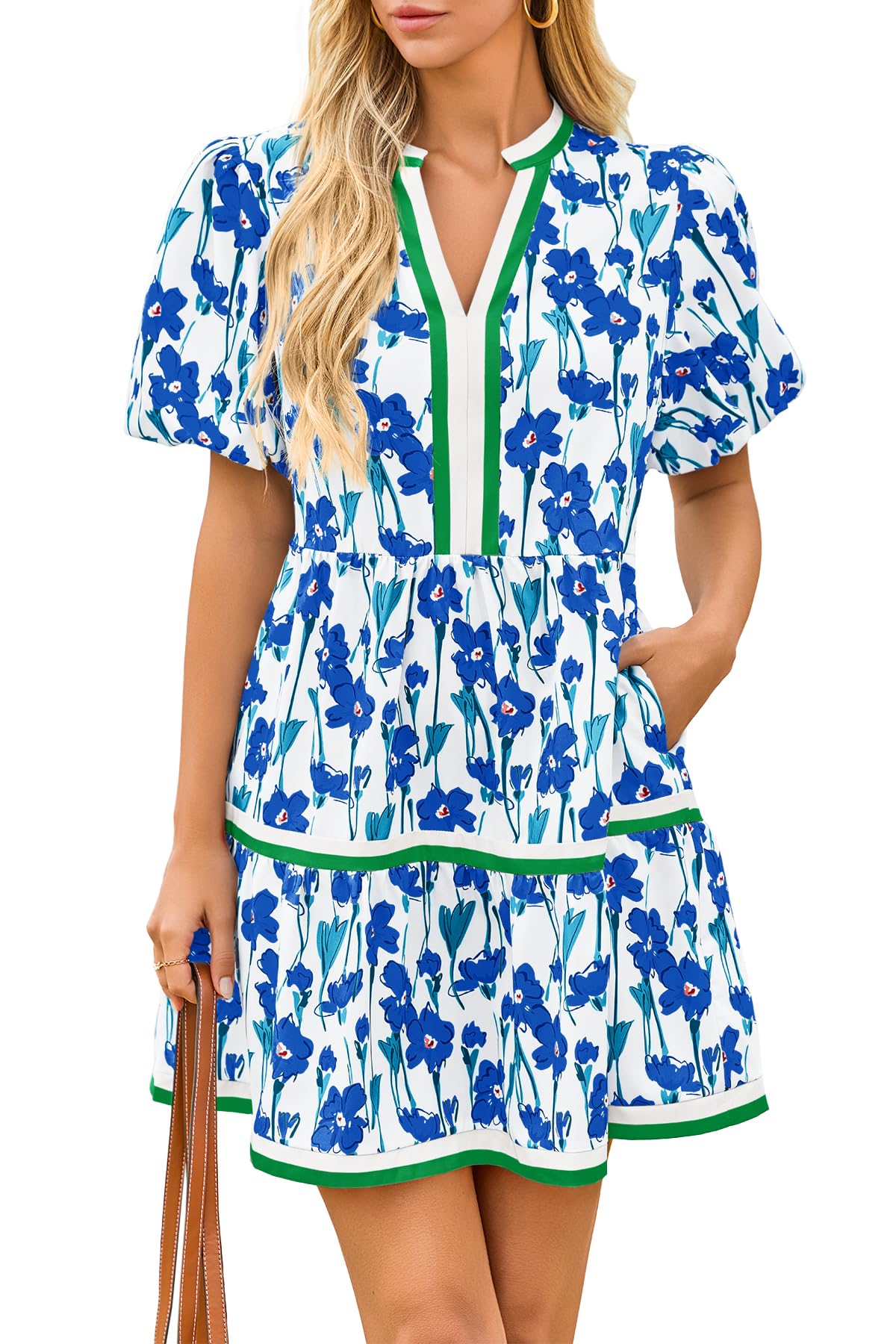 Women's patchwork mini dress colourful print detail