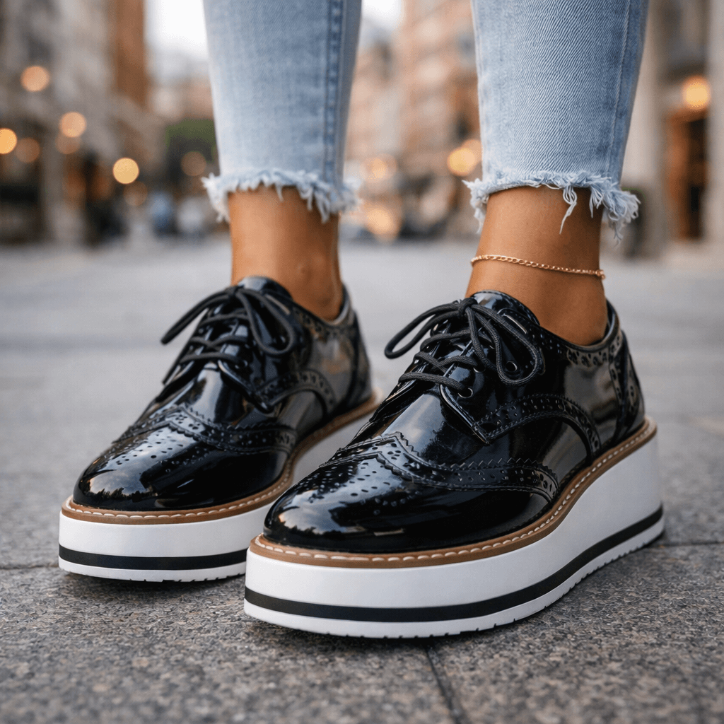 Elvyn Leather Brogue Platform Shoes