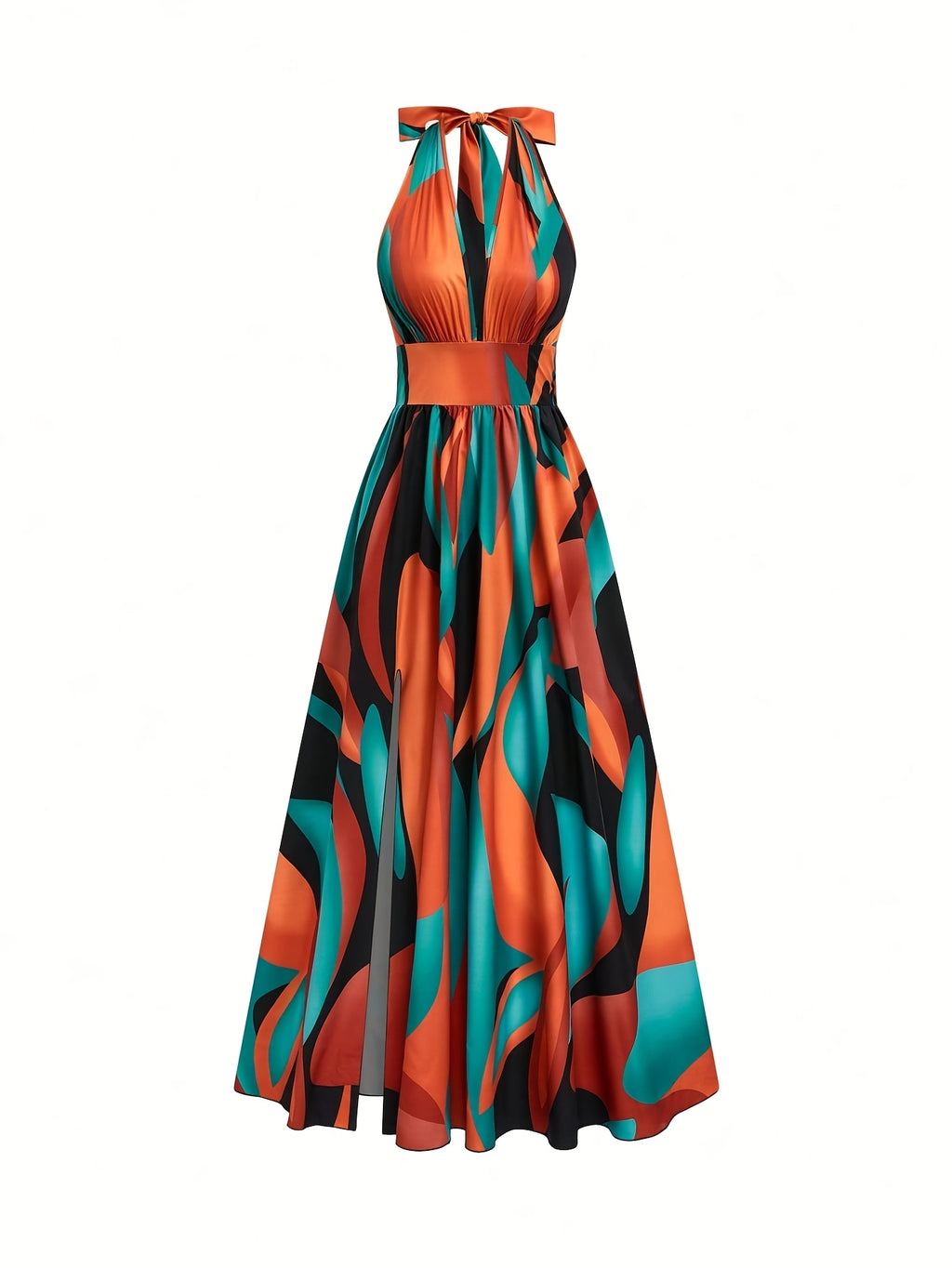Boho Backless Sleeveless Floral Maxi Dress in Multicolour, front view