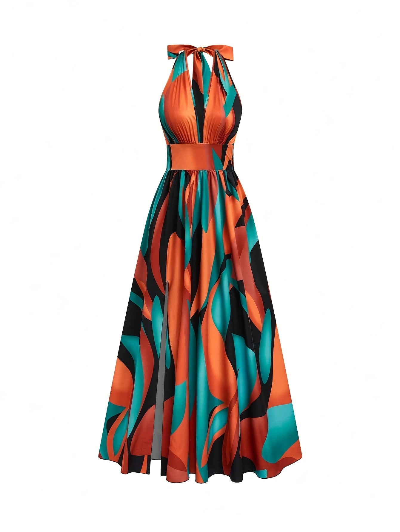 Boho Backless Sleeveless Floral Maxi Dress in Multicolour, front view