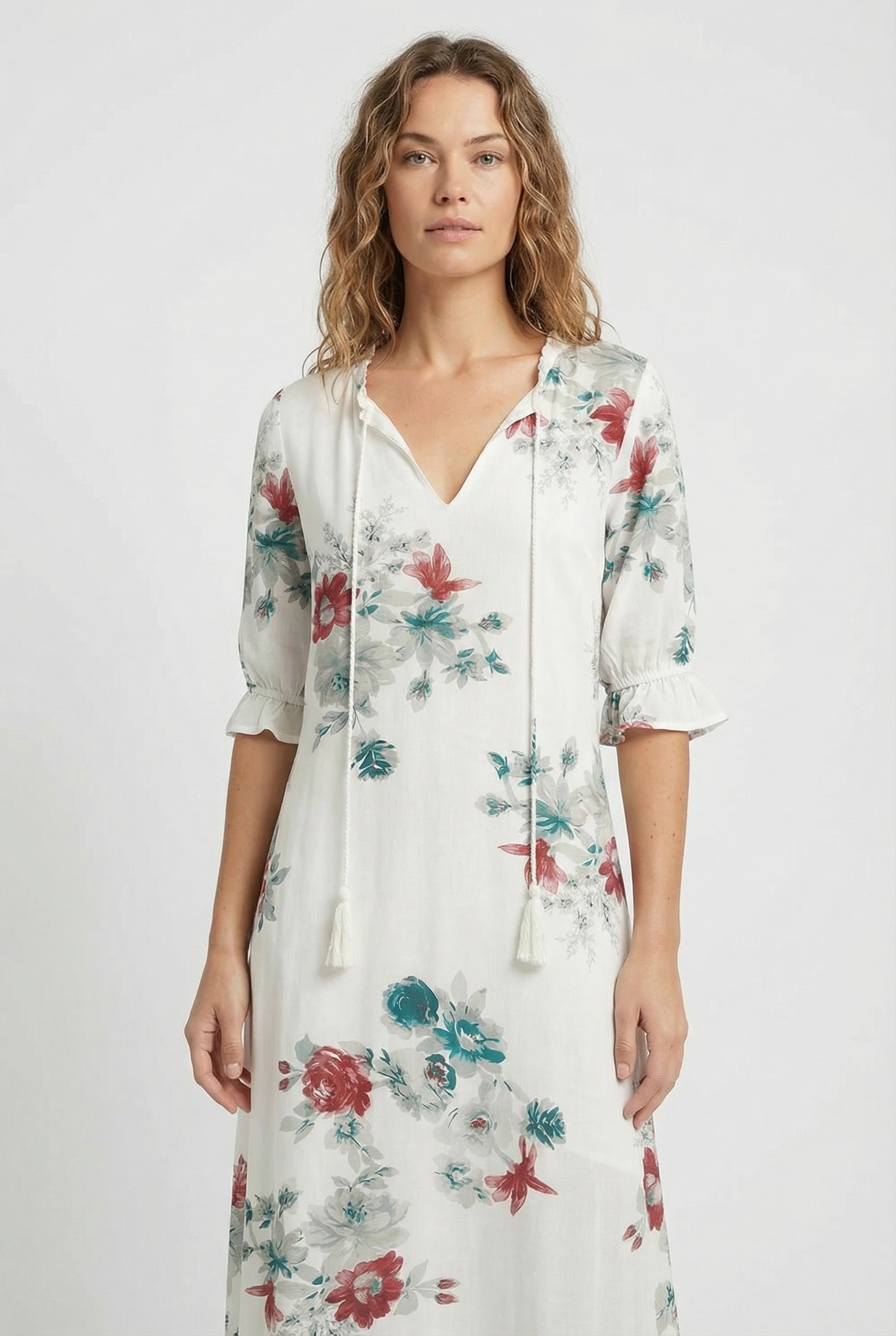 Women's Floral Print V-neck Maxi Dress