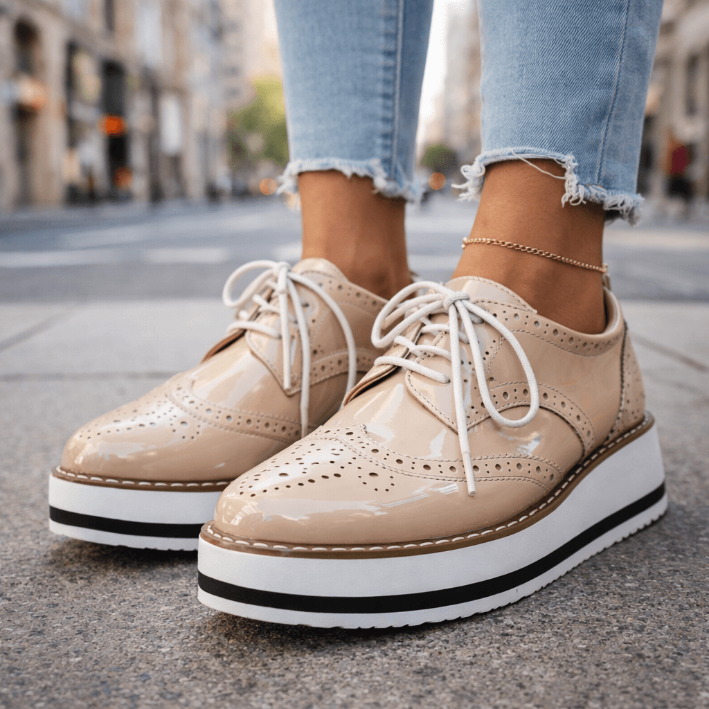 Elvyn Leather Brogue Platform Shoes