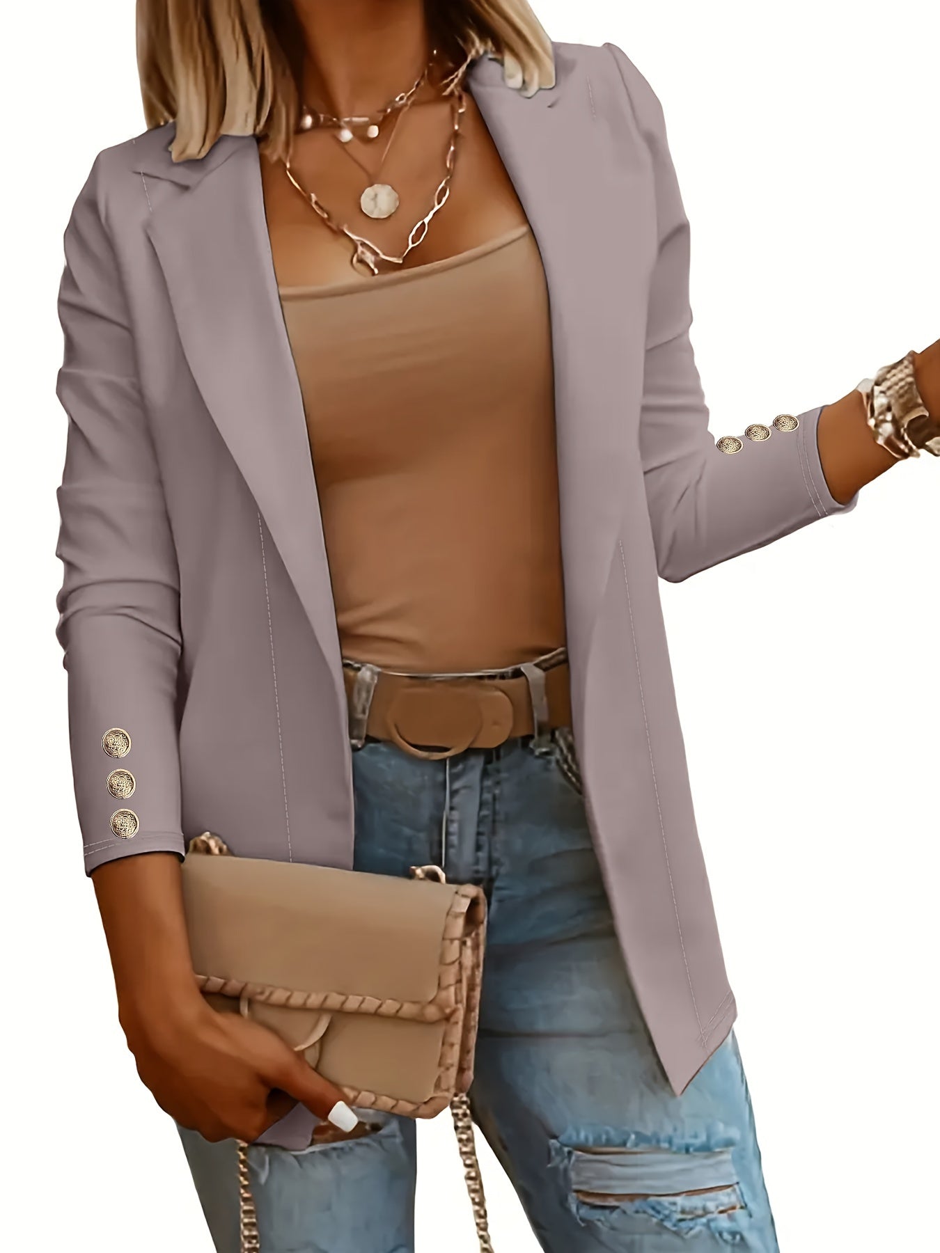 Burgundy Mid-Length Lapel Coat