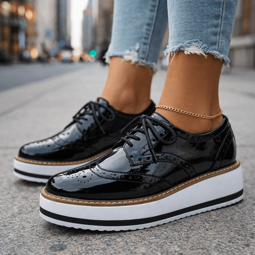 Elvyn Leather Brogue Platform Shoes