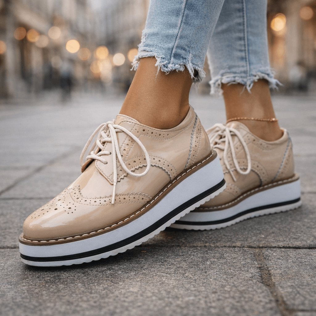 Elvyn Leather Brogue Platform Shoes