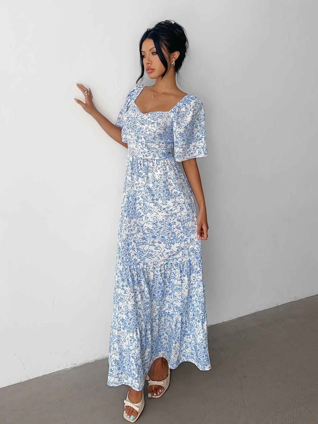 Sweetheart Floral Maxi Dress in Pink | Alba Muse