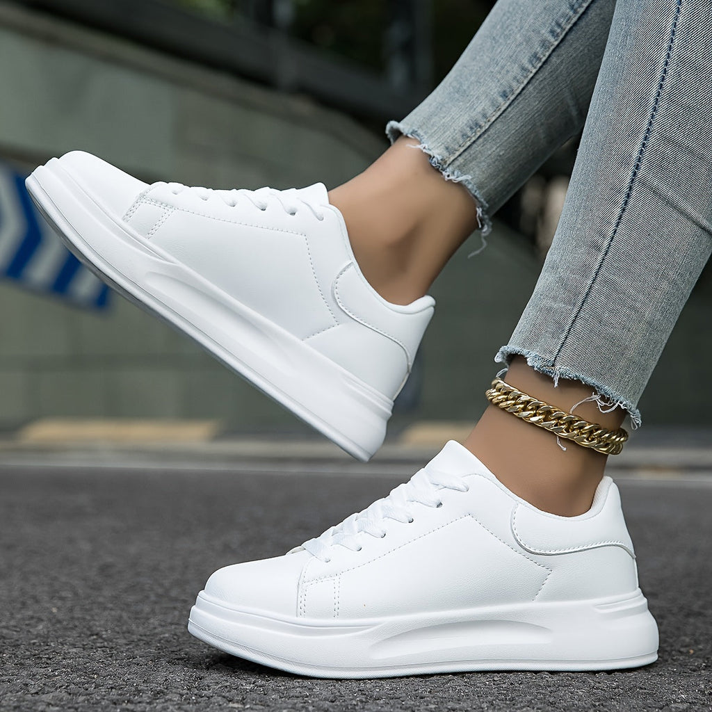 Women's Clean White Leather Trainers