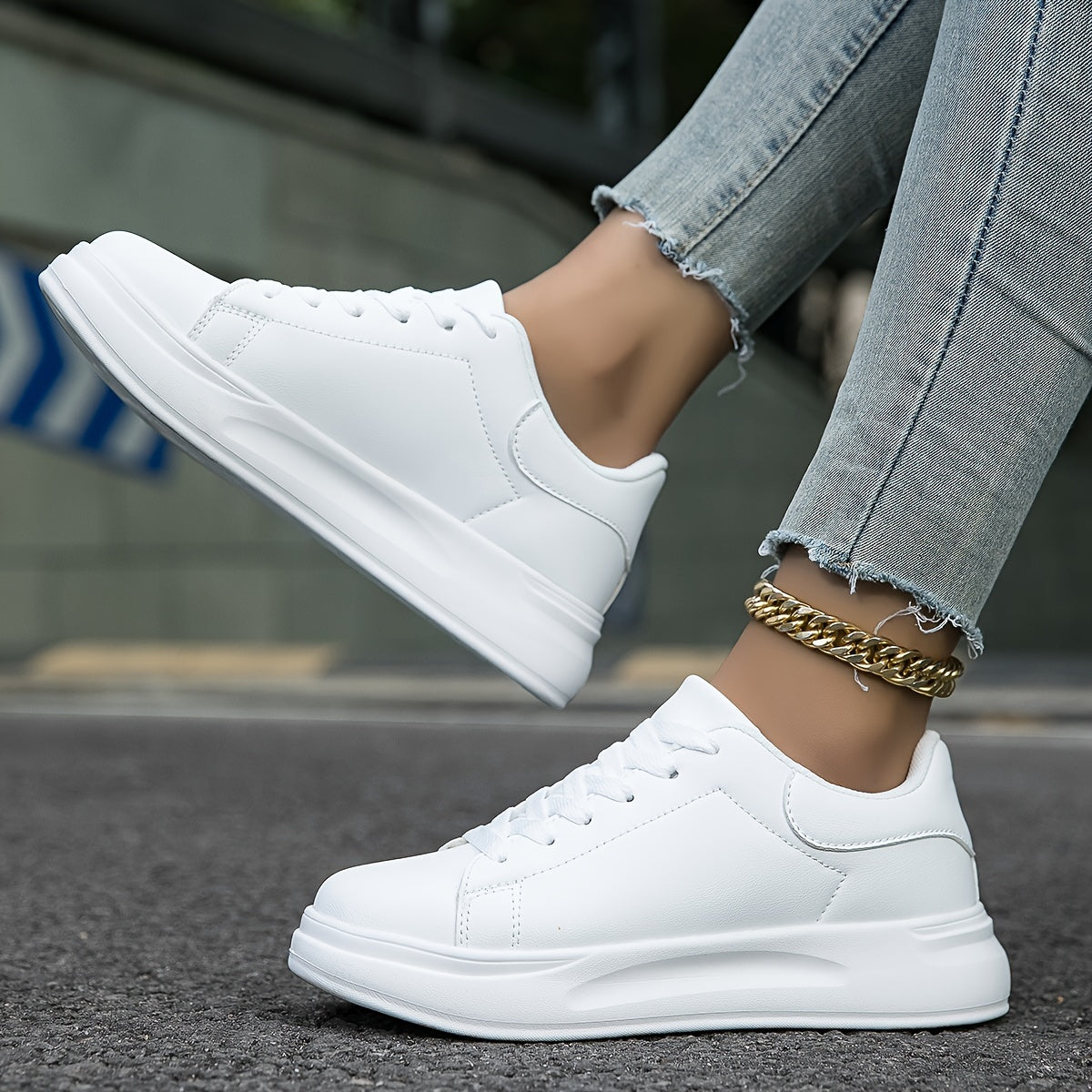 Women's Clean White Leather Trainers