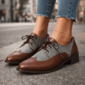 Brown Tweed Herringbone Brogues, front view