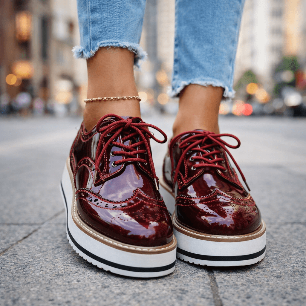 Elvyn Leather Brogue Platform Shoes