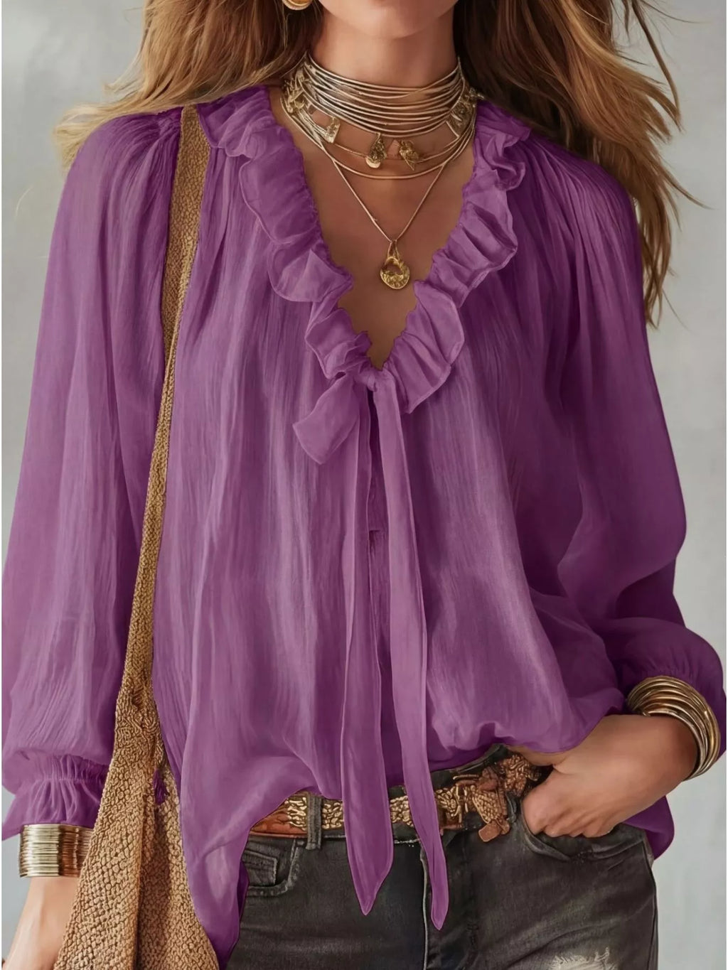 Ruffle Long Sleeve Blouse