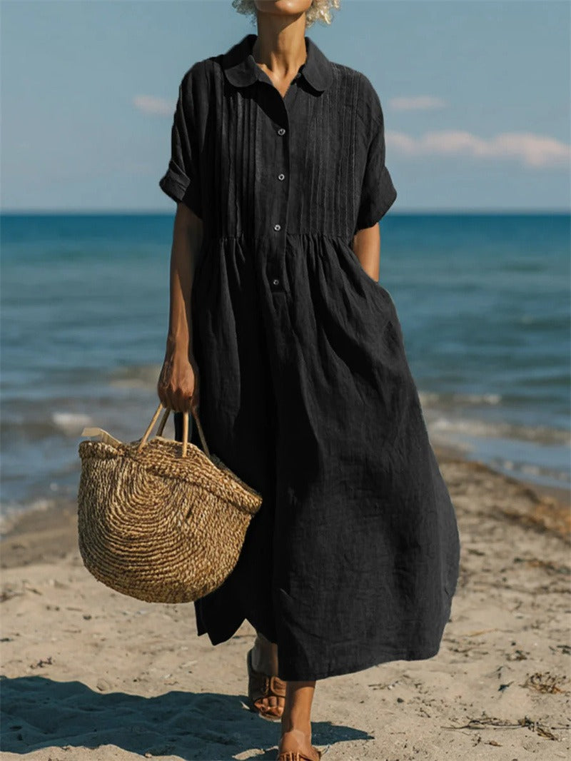 Women's collared shirt dress button-front casual smart | Alba Muse