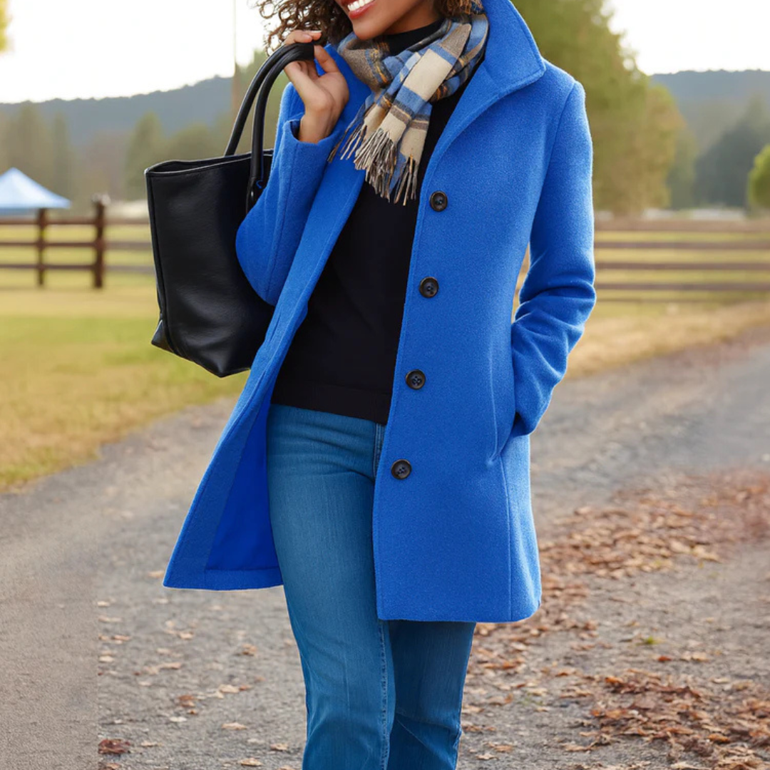 Classic long button placket winter coat with long sleeves