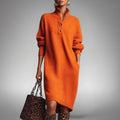 Orange High Neck Midi Dress, front view