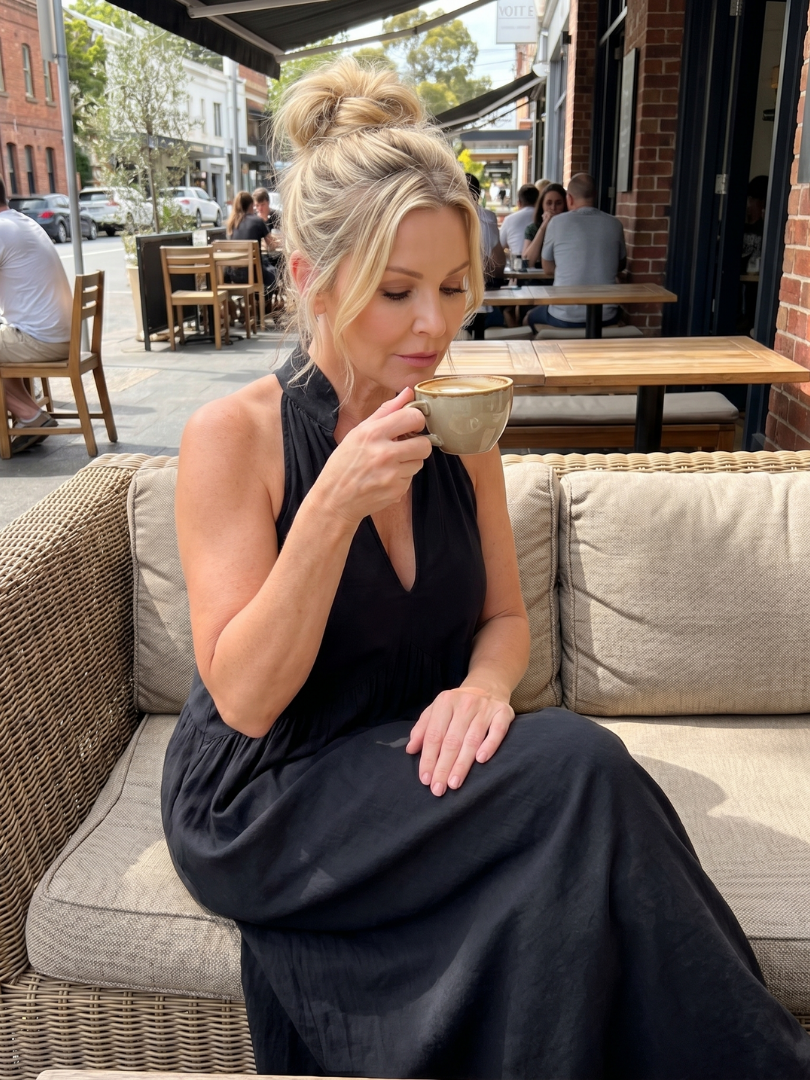 Relaxed Fit Casual Summer Midi Dress in Burgundy, back view
