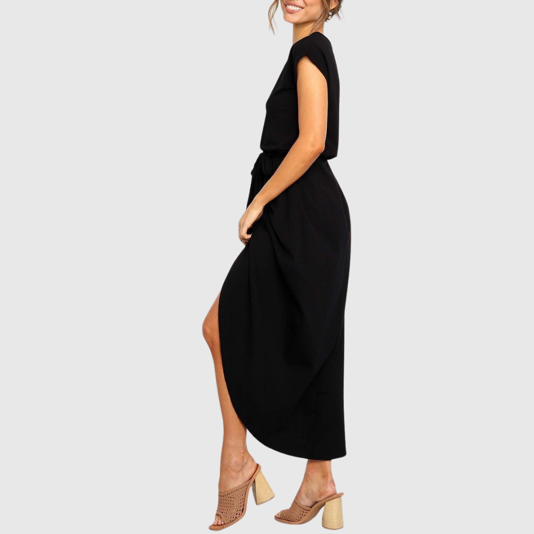 Tie-Waist Casual Midi Dress