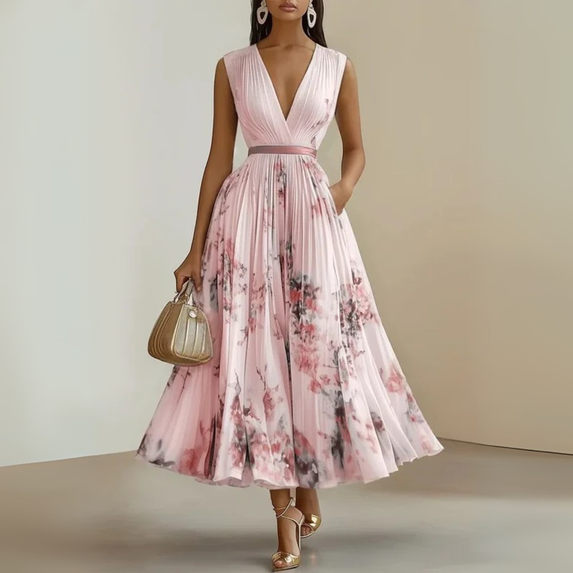 Maureen – Flowy Floral Sleeveless Summer Maxi Dress