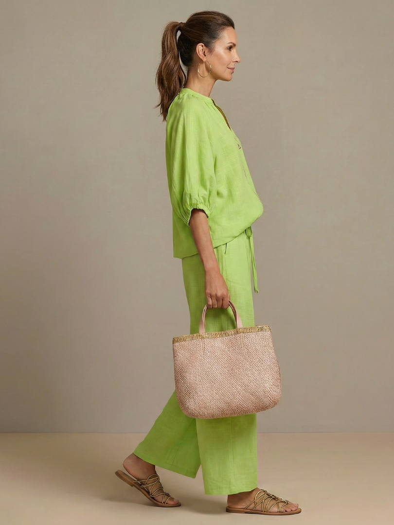 Linen Blend Wide Leg Co-ord Set