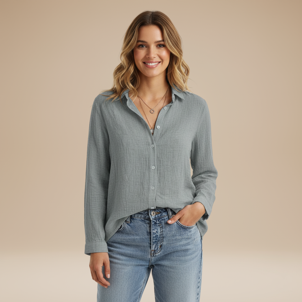 Women's Classic Button-Up Shirt – Lightweight Cotton Blouse