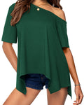 Women's Asymmetric Off-Shoulder Short-Sleeve Blouse