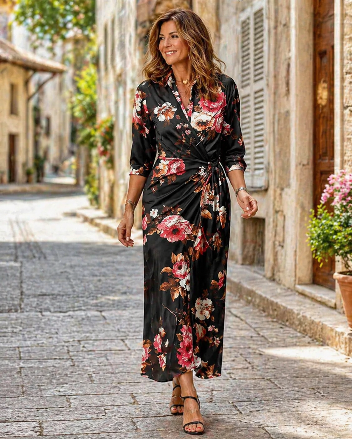 Vibrant print maxi dress, lifestyle view