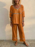 Vintage eyelet linen co-ord set in green, artisan boho two-piece | Alba Muse