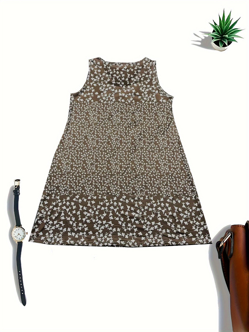Directional print V-neck sleeveless summer midi dress | Alba Muse