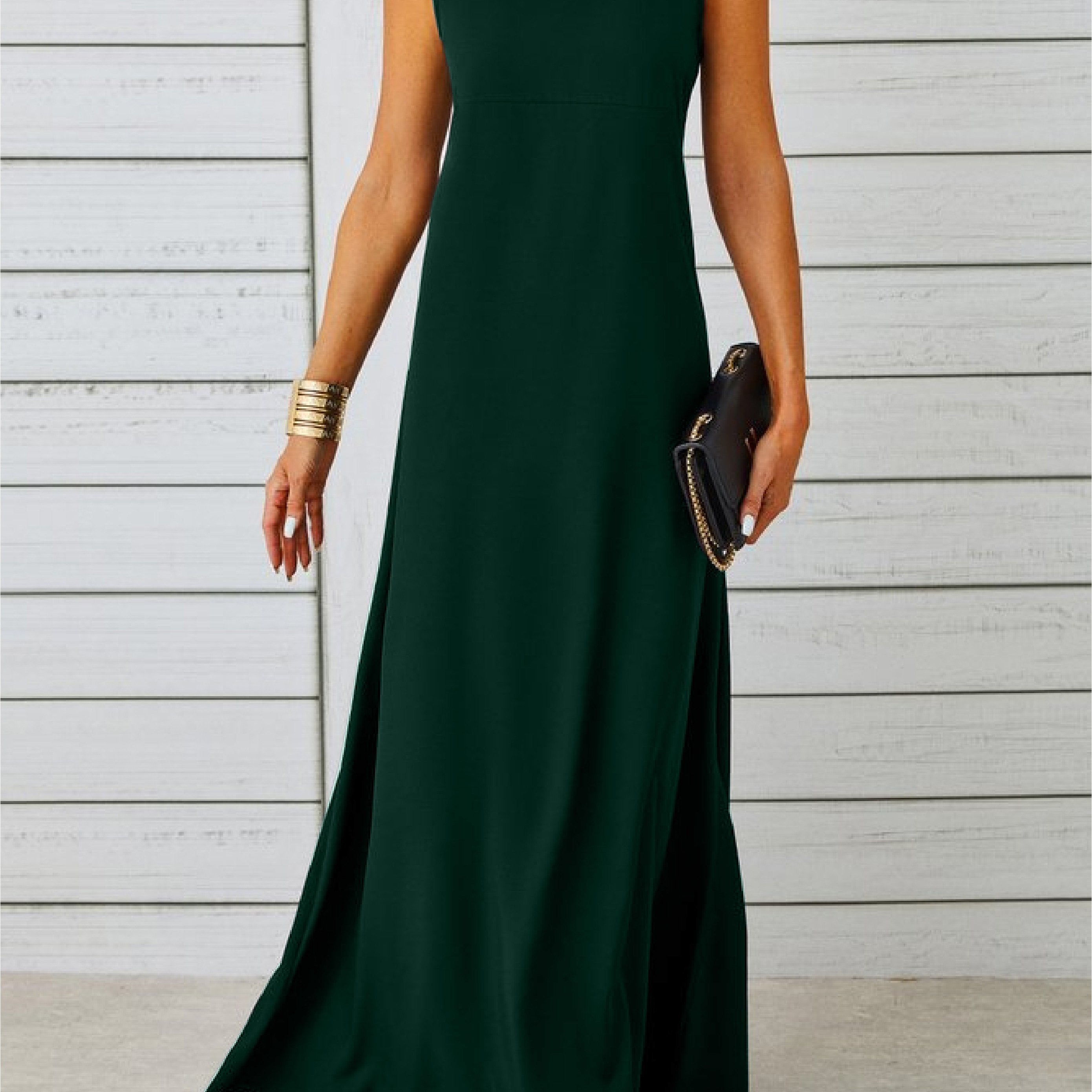 Elegant sleeveless fit and flare long evening dress | Alba Muse