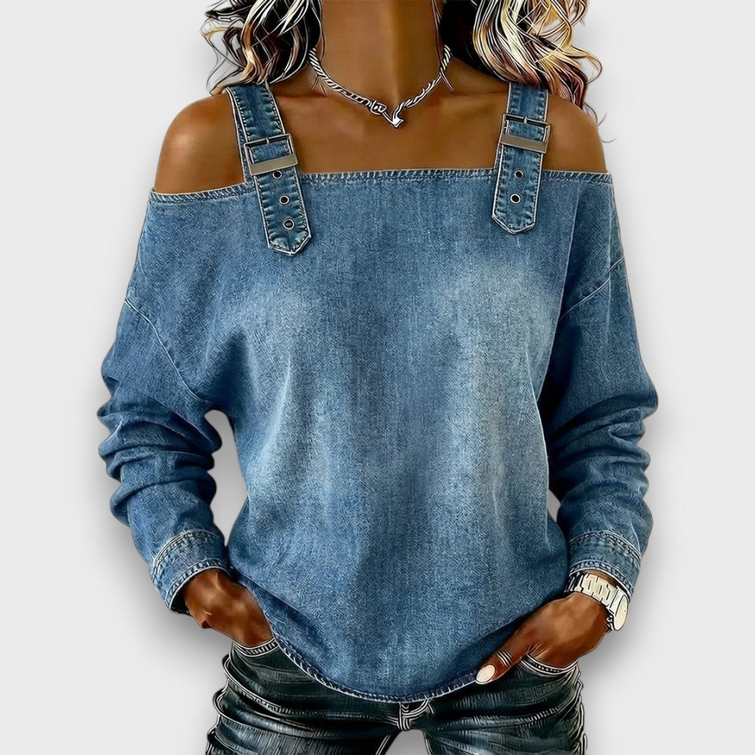 Women's Off-Shoulder Denim Top