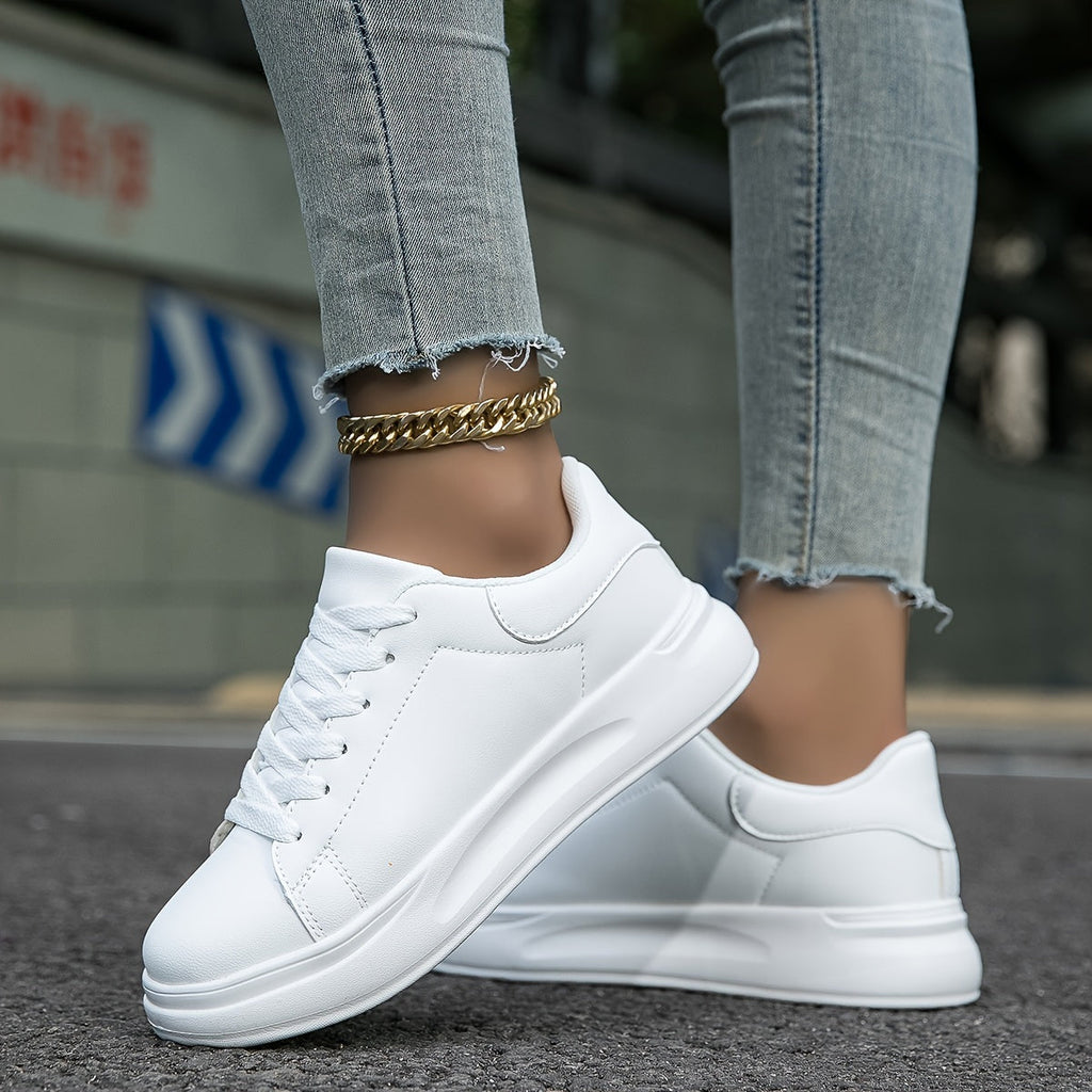 Women's Clean White Leather Trainers