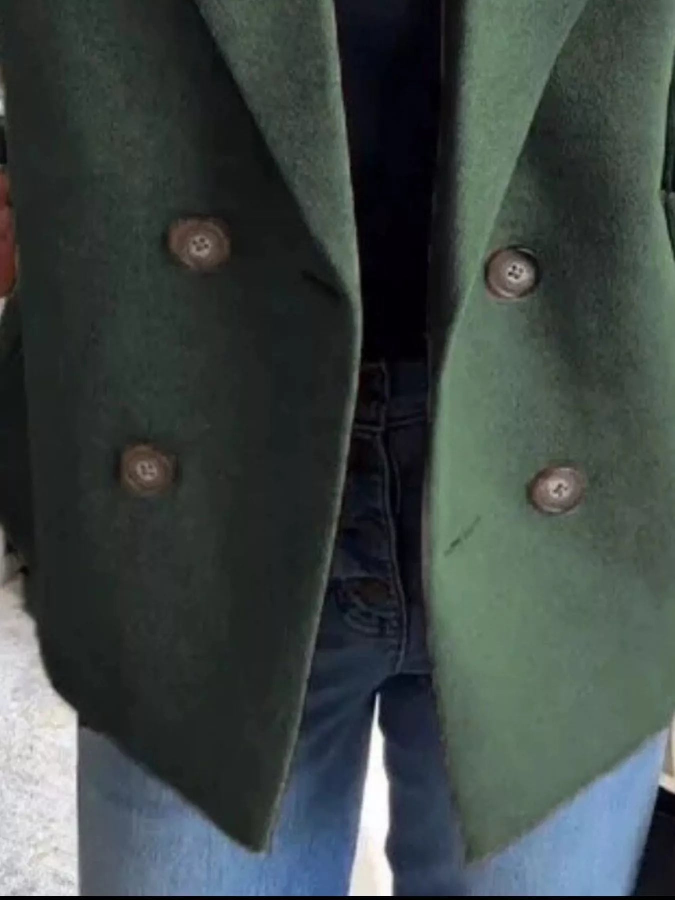 Mid-Length Shawl Collar Overcoat with Buttoned Front
