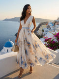 Elegant flowing maxi dress, back view