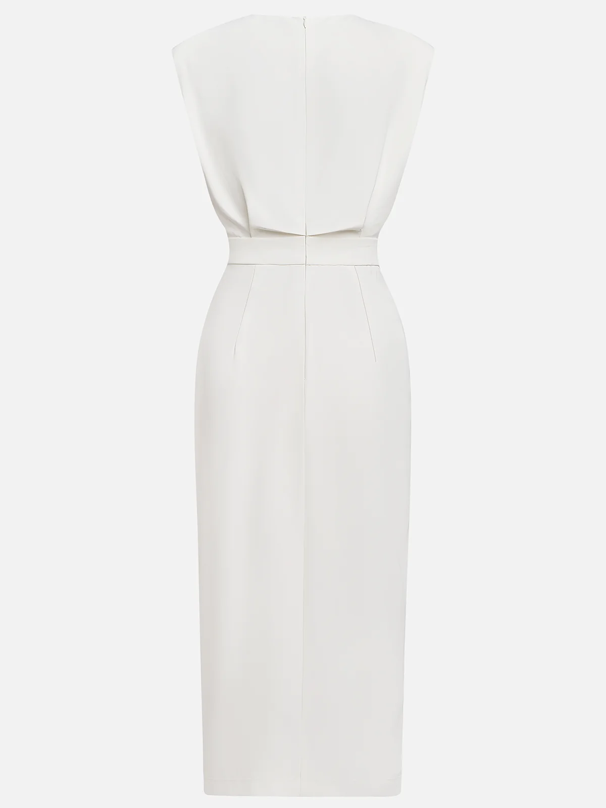 Solid Midi Dress with Button Slit