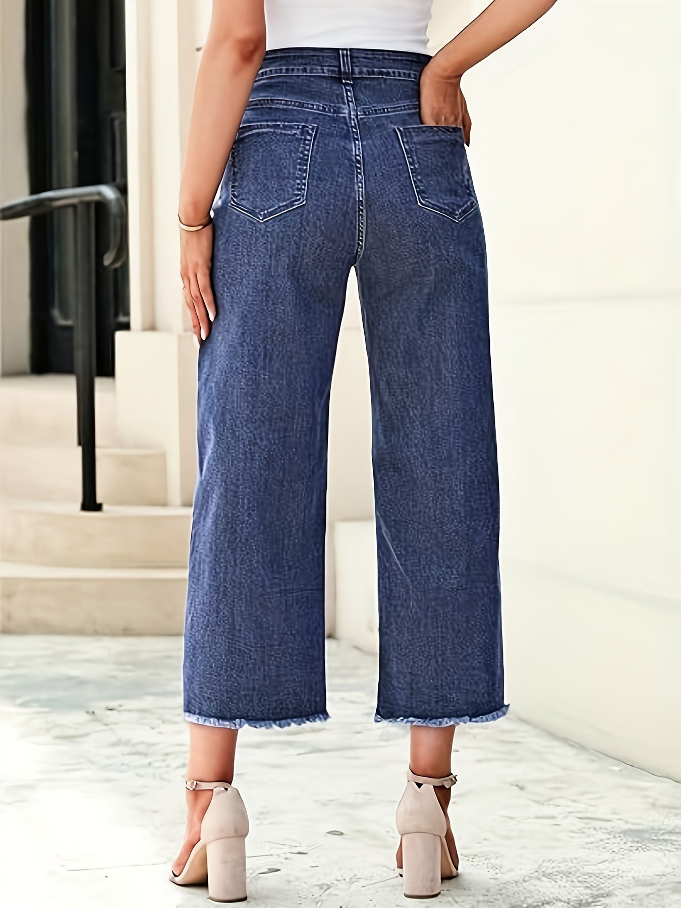 High-Waist Cropped Straight-Leg Jeans